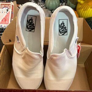 Vans White Canvas Slip-On Shoes